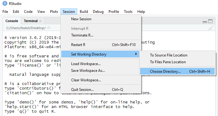 Setting the working directory in R