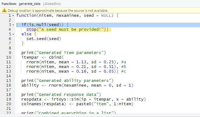 Error location in the interactive debugging